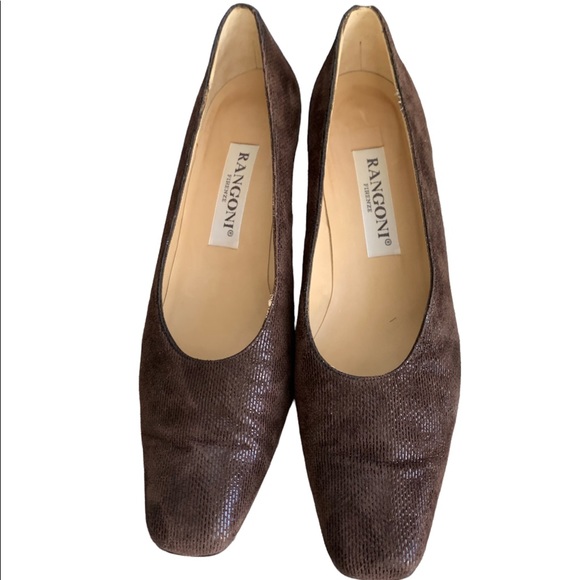 Rangoni Firenze Brown Suede Leather Houndstooth Cap Toe Block Heels - Picture 1 of 4